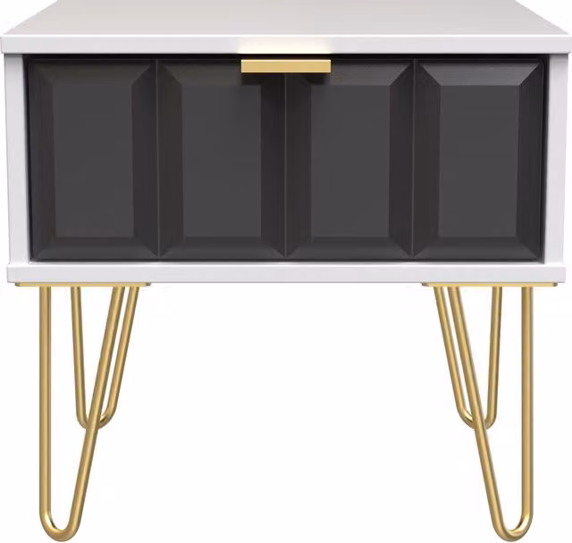 2 U Metro Ready Assembled 1 Drawer Bedside Table in Dark Grey and Gold