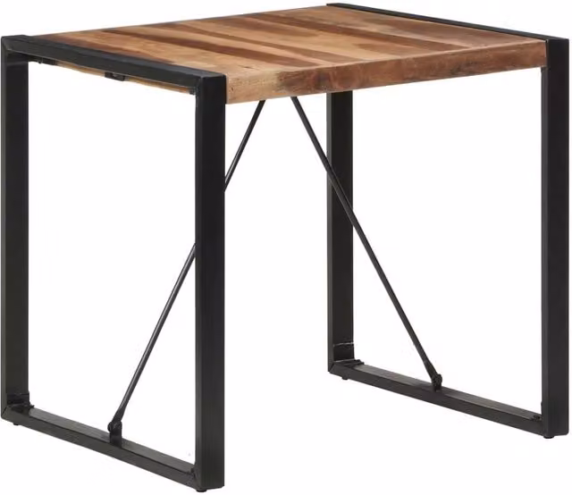 Berkfield Home Square Dining Table in Brown Solid Wood and Metal, W/D/H: 80 x 80 x 75 cm – 1
