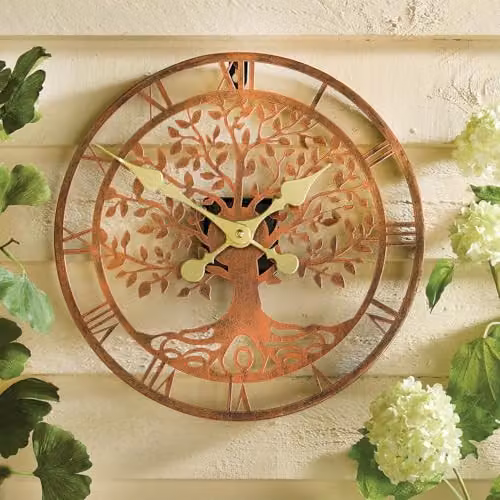 Gainsborough Tree of Life Metal Garden Wall Clock, Multicolour and Gold, Dia: 30 cm – 2