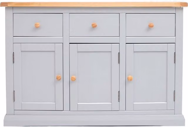 Cabinet Bits Loreo Grey 3 Door and 3 Drawer Sideboard in MDF and Pine