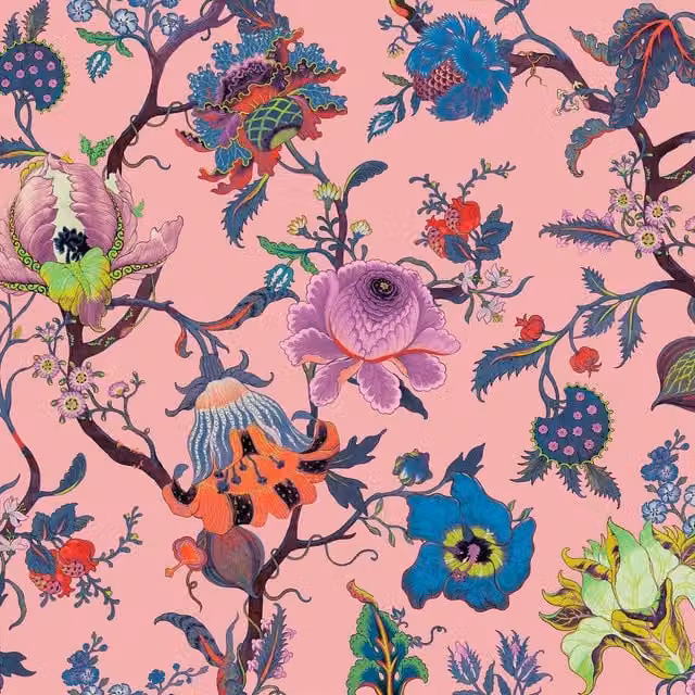 House of Hackney Artemis Botanical Floral Wallpaper in Pink
