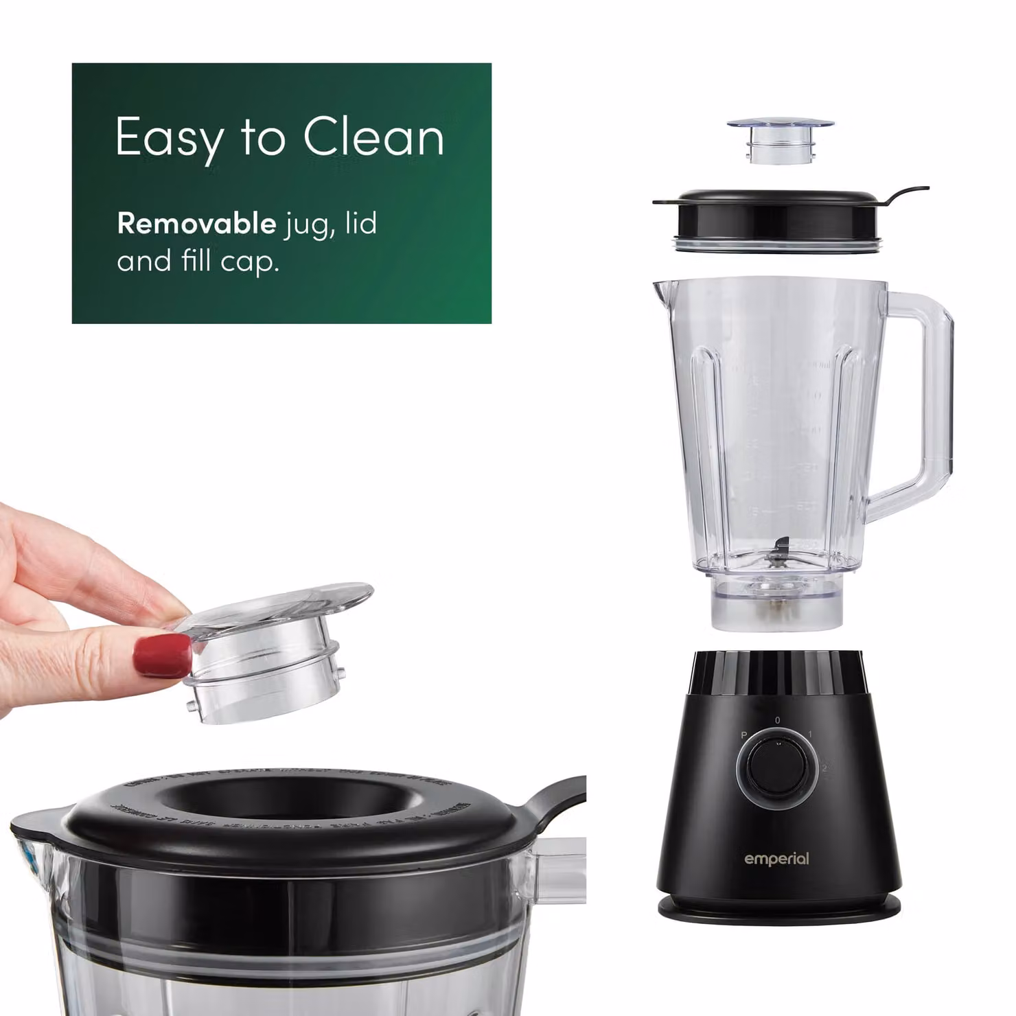 Emperial 600W Smoothie Maker and Ice Crusher with 1.5L Jug, 2 Speeds and Pulse Function in Black – 6