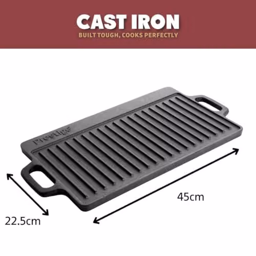 Prestige Black Cast Iron Double Sided Griddle Pan – 3