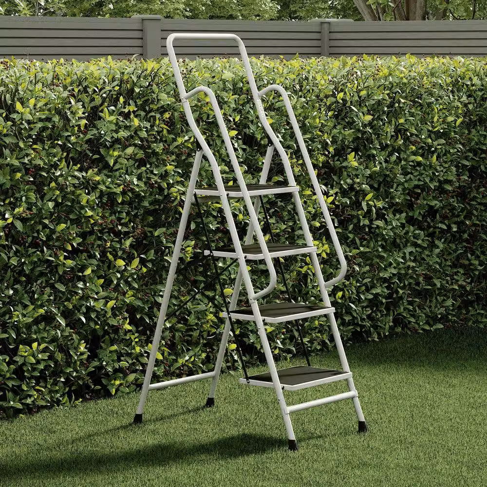 HD Designs Home Vida 4 Step Ladder with Handrail in White – 8