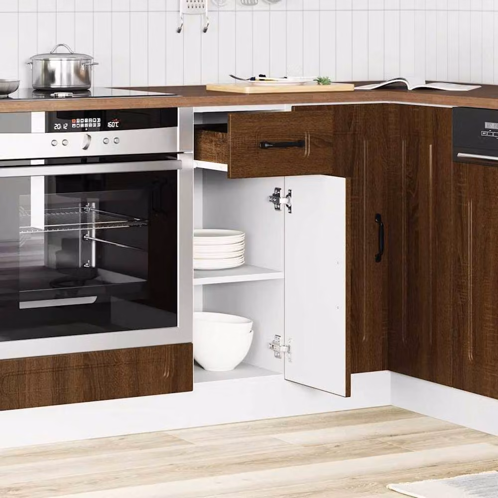 Berkfield Home Porto Kitchen Base Cabinet in Brown Oak Engineered Wood – 3