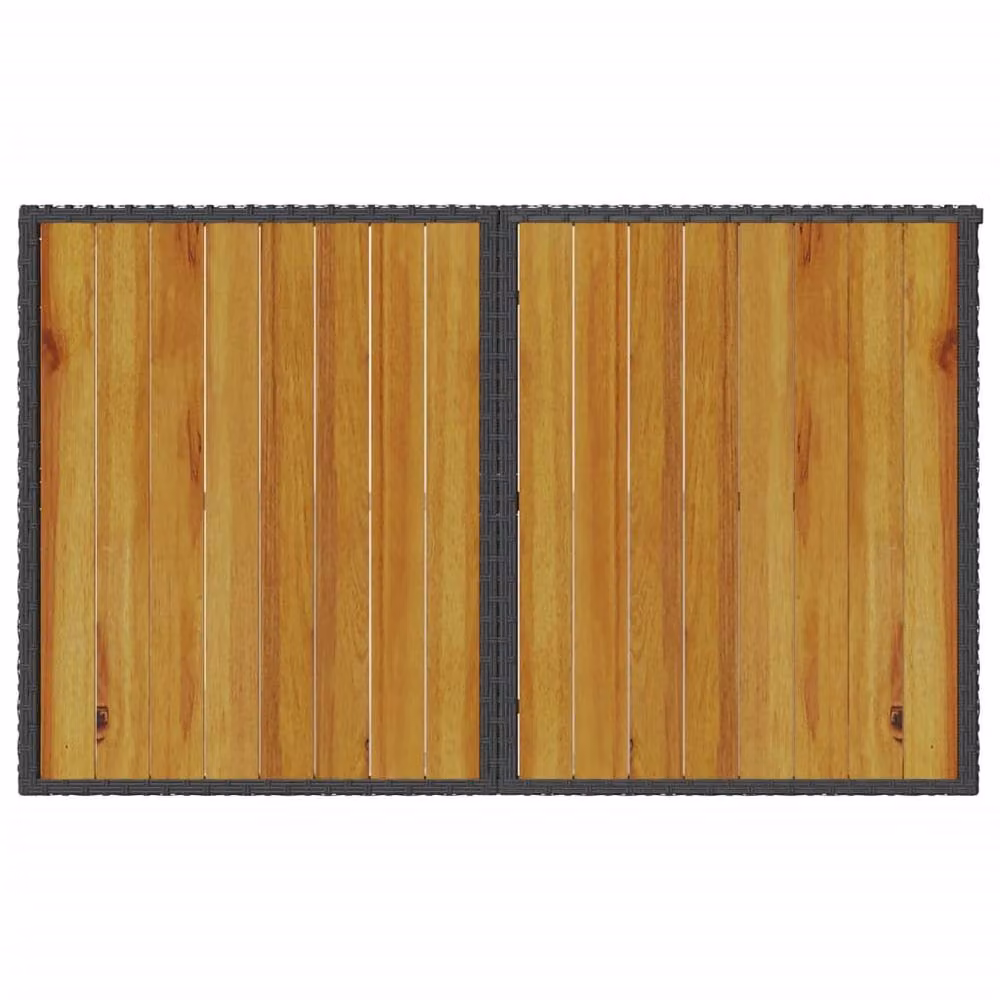 Berkfield Home Garden Table with Black Poly Rattan and Acacia Wood Top, W/D/H: 110 x 68 x 70 cm – 5