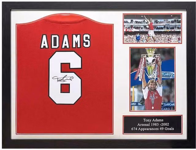 Allstarsignings Tony Adams Signed and Framed Retro Arsenal Red Textile Shirt