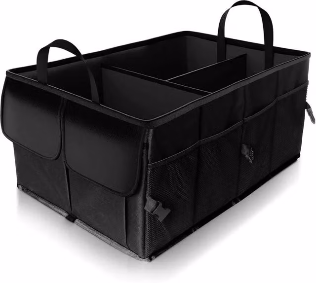 SPETLEK 2-in-1 Premium Collapsible Car Boot Organiser in Black