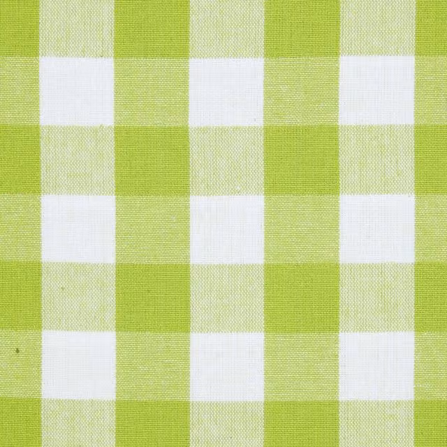 Homescapes Green Cotton Block Check Gingham Fabric, Width: 150 cm