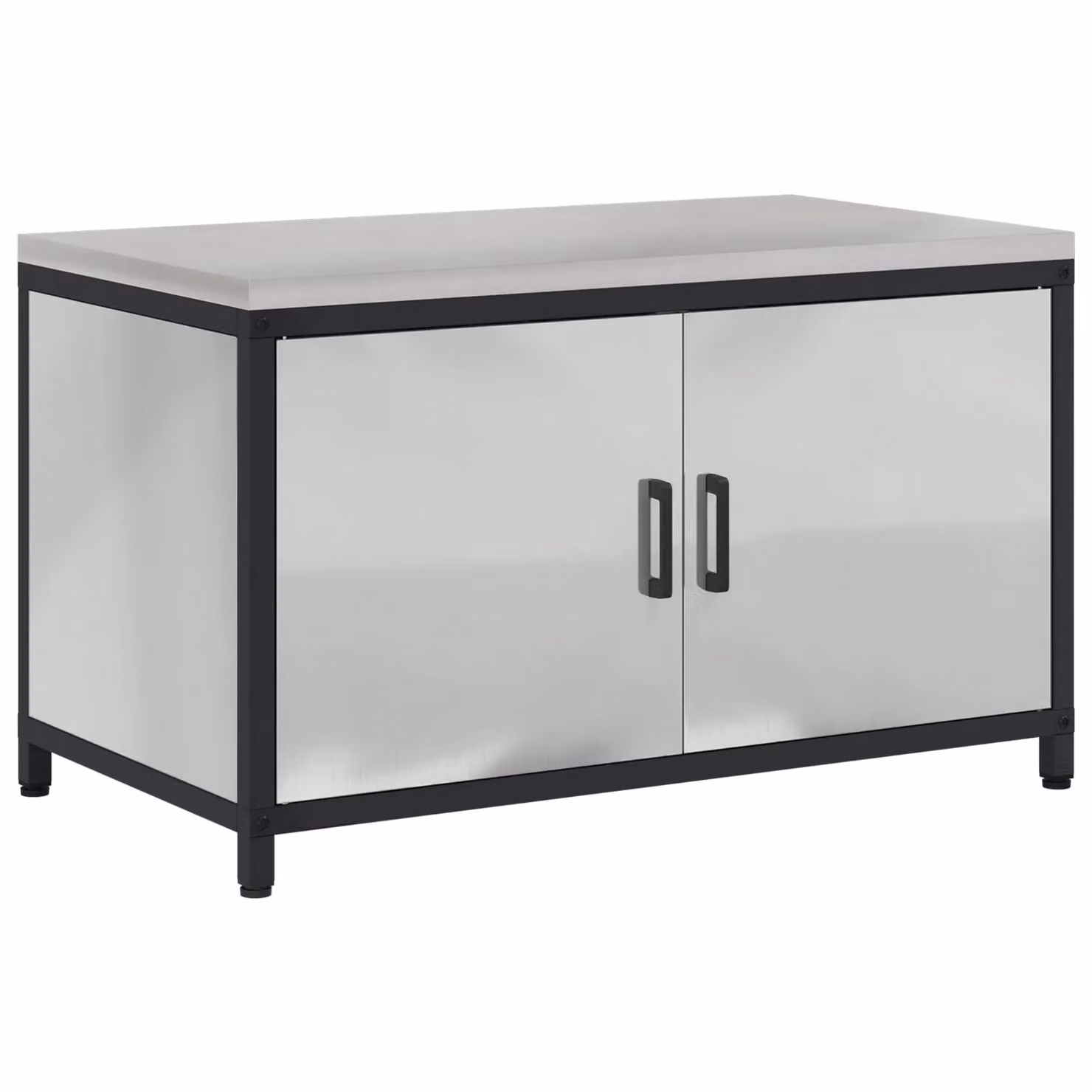 Berkfield Home Modern Silver Galvanised Steel Kitchen Storage Cabinet with Internal Shelves and Hinged Doors – 2