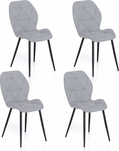 Gymax Set of 4 Modern Upholstered Dining Chairs in Grey – 1