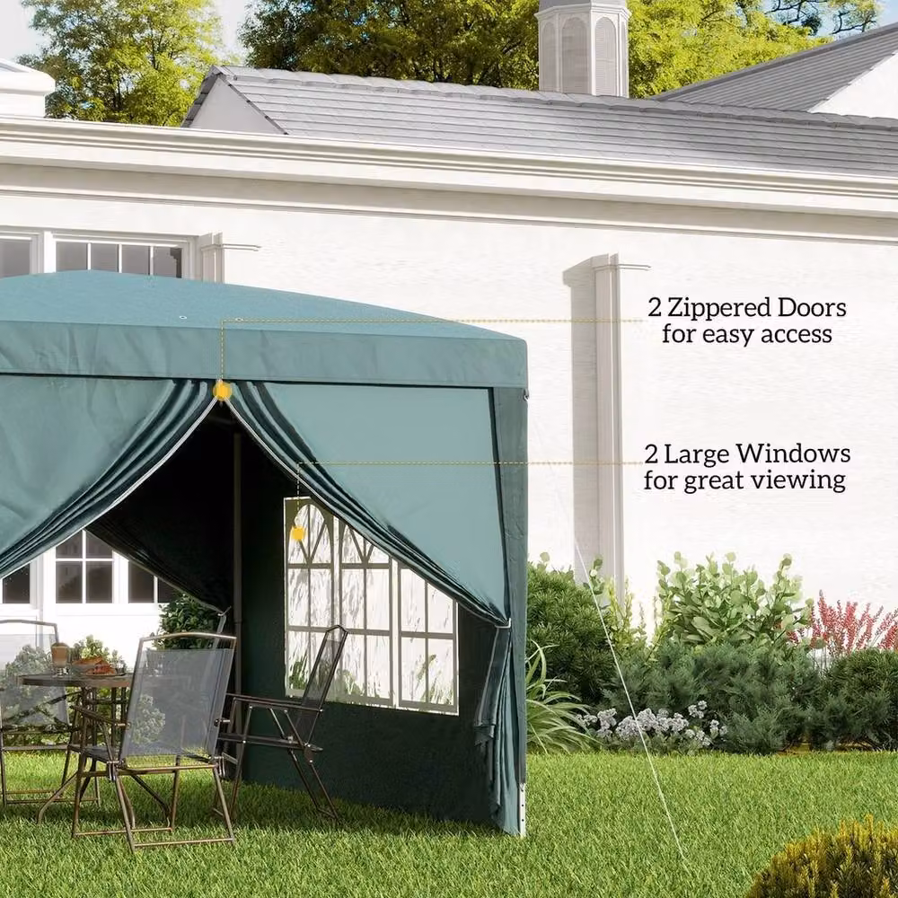 NESTLUNE Outsunny Pop Up Gazebo Canopy in Green – 4