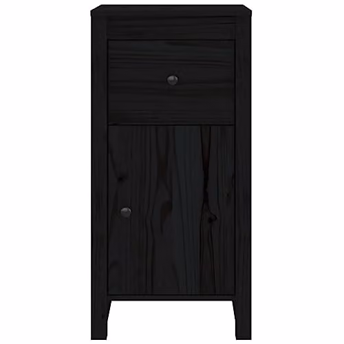 vidaXL Set of 2 Solid Wood Pine Sideboards and Storage Cabinets in Black, W/D/H: 80 x 40 x 35 cm – 5