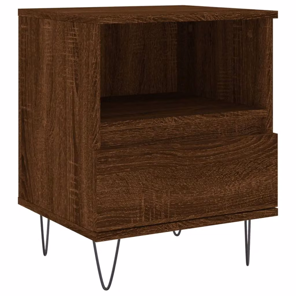 Berkfield Home Set of 2 Brown Oak Bedside Cabinets, W: 40 cm, D: 35 cm, H: 50 cm – 3