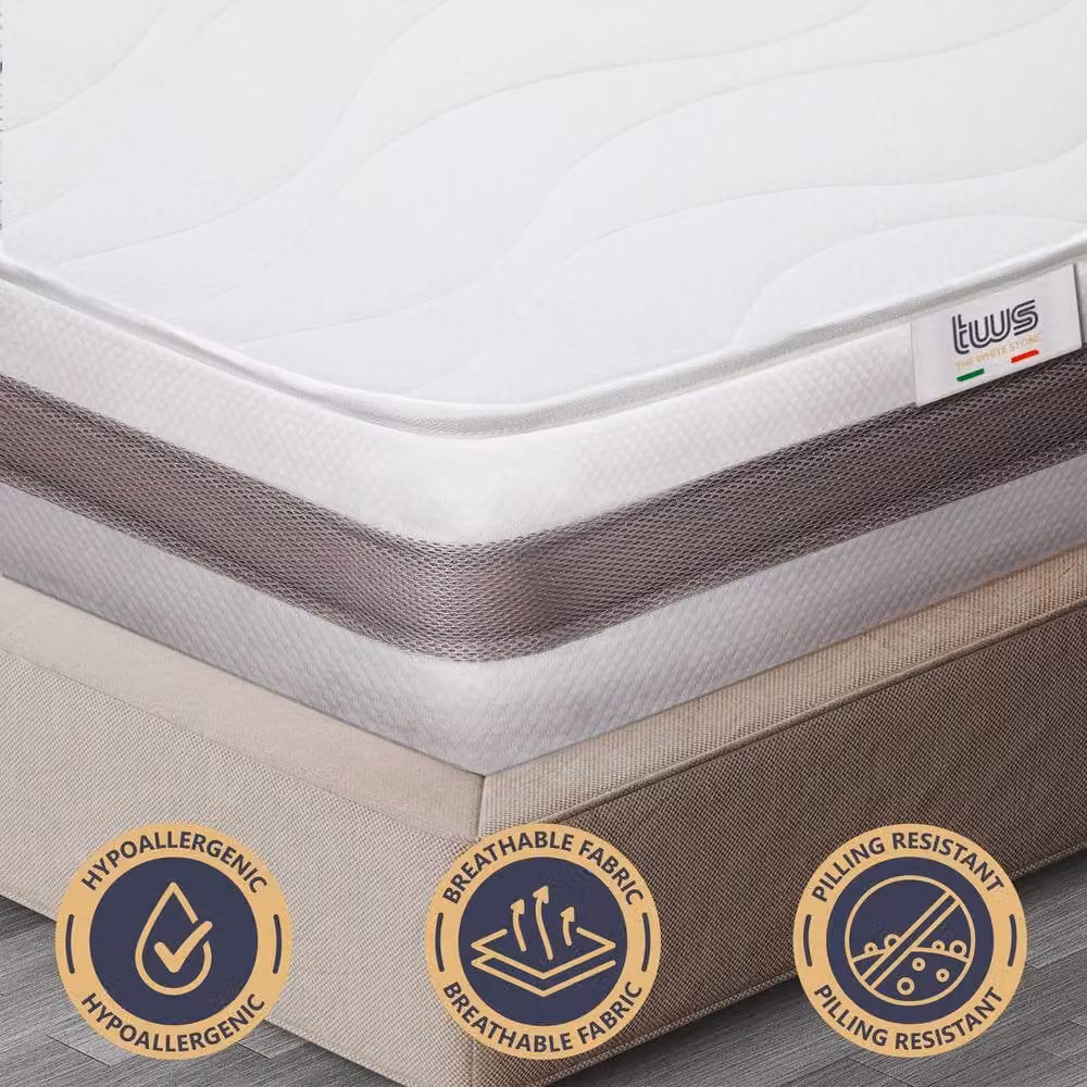 White Stone Hypoallergenic Waterfoam Mattress in White, W/D/H: 130 x 190 x 16 cm – 3