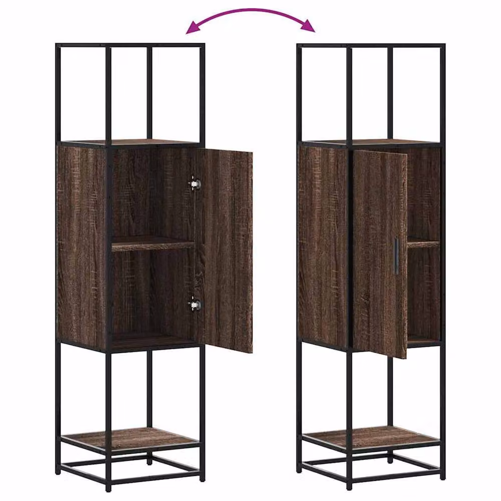 Berkfield Home Brown Oak Highboard with Hinged Doors and Internal Shelves, W/D/H: 35.5 x 35.5 x 139 cm – 3