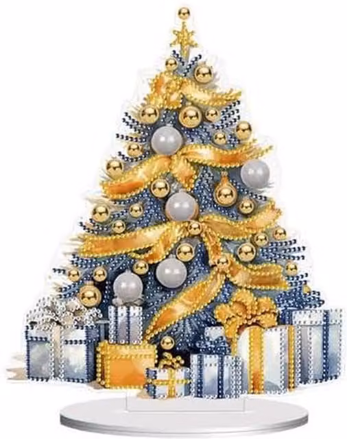 Syntego Christmas Tree 3 Diamond Painting Kit in Gold and Yellow for Adults