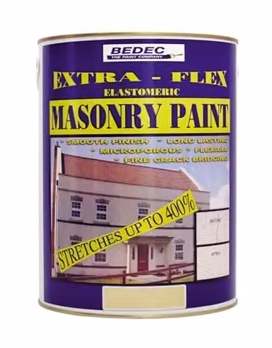 Bedec Extra-Flex Elastomeric Water-Based Smooth Masonry Paint, Black, 5 Litres