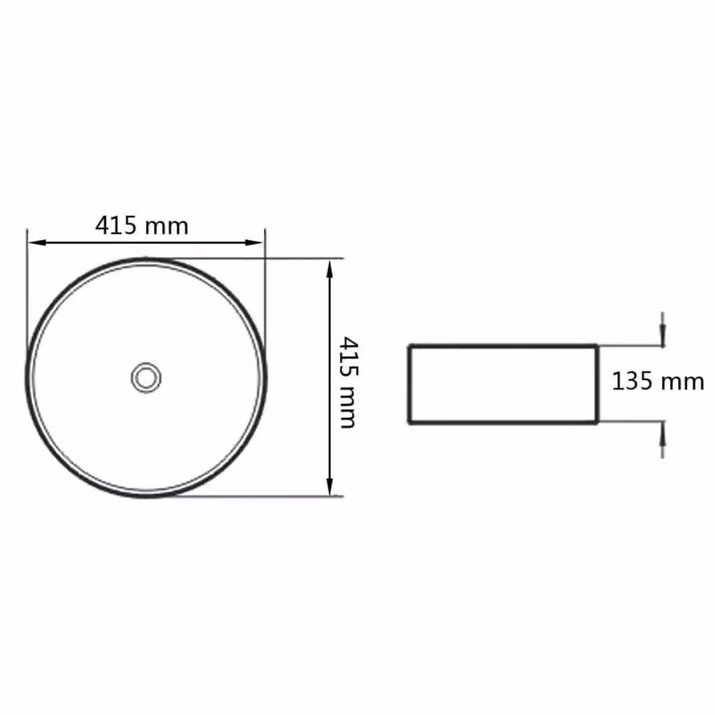 Berkfield Home Round Ceramic Basin in Black, W: 41.5 cm, D: 13.5 cm – 5