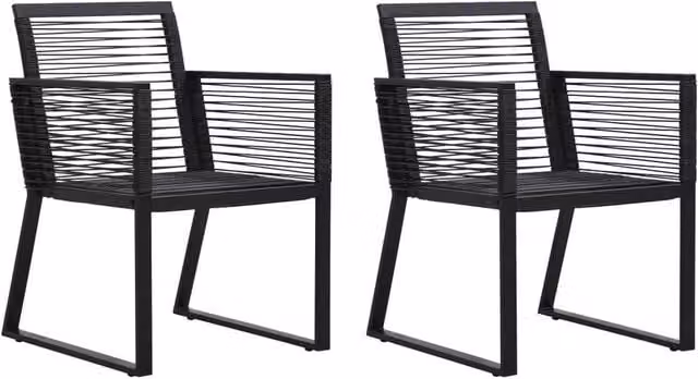 Berkfield Home Set of 2 Modern Black Matt PVC Rattan Garden Chairs