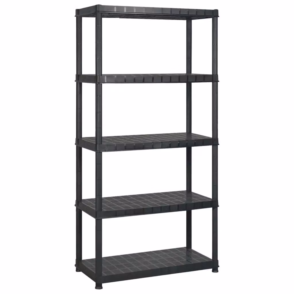Berkfield Home 5-Tier Freestanding Plastic Storage Shelf, Black, W/D/H: 170 x 40 x 185 cm – 2