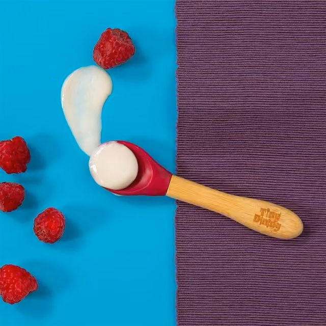 Tiny Dining Children's Bamboo Spoon with Red Silicone Tip