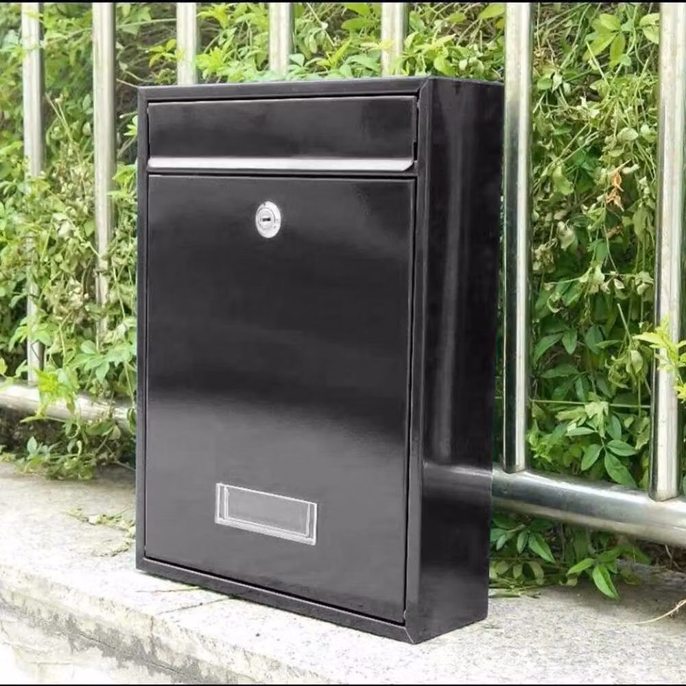 VOGREX Lockable Wall Mounted Iron Letterbox in Black, W/D/H: 32.0 x 21.5 x 8.5 cm – 4