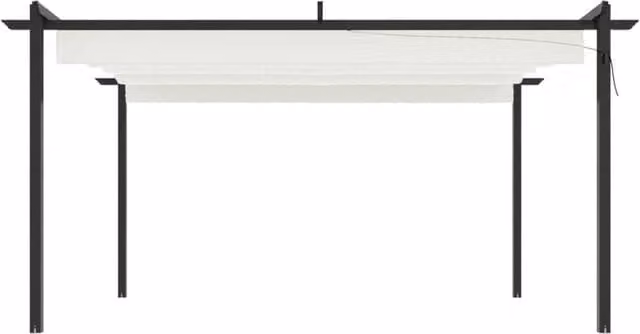 Berkfield Home Sturdy Garden Gazebo with Retractable Roof, W: 400 cm, D: 300 cm, H: 220 cm, Cream