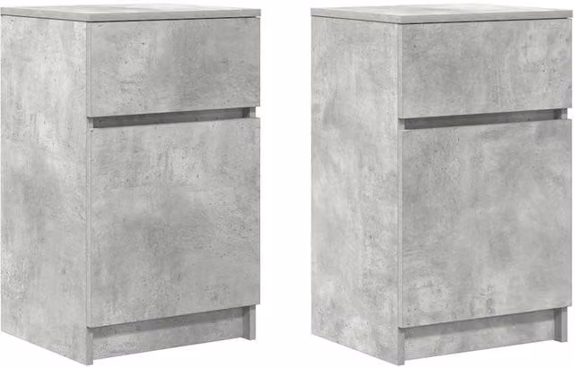 Berkfield Home Set of 2 Bedside Cabinets in Concrete Grey, W/D/H: 39 x 35 x 65 cm