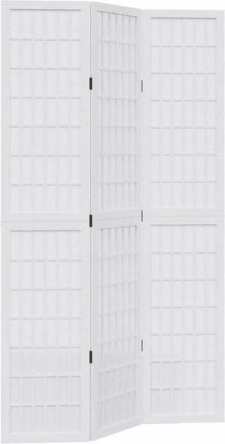 Berkfield Home 3-Panel Room Divider in White Solid Paulownia Wood