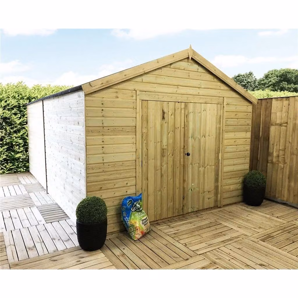 Marlborough Premier Pressure Treated Apex Workshop in Natural Wood – 1