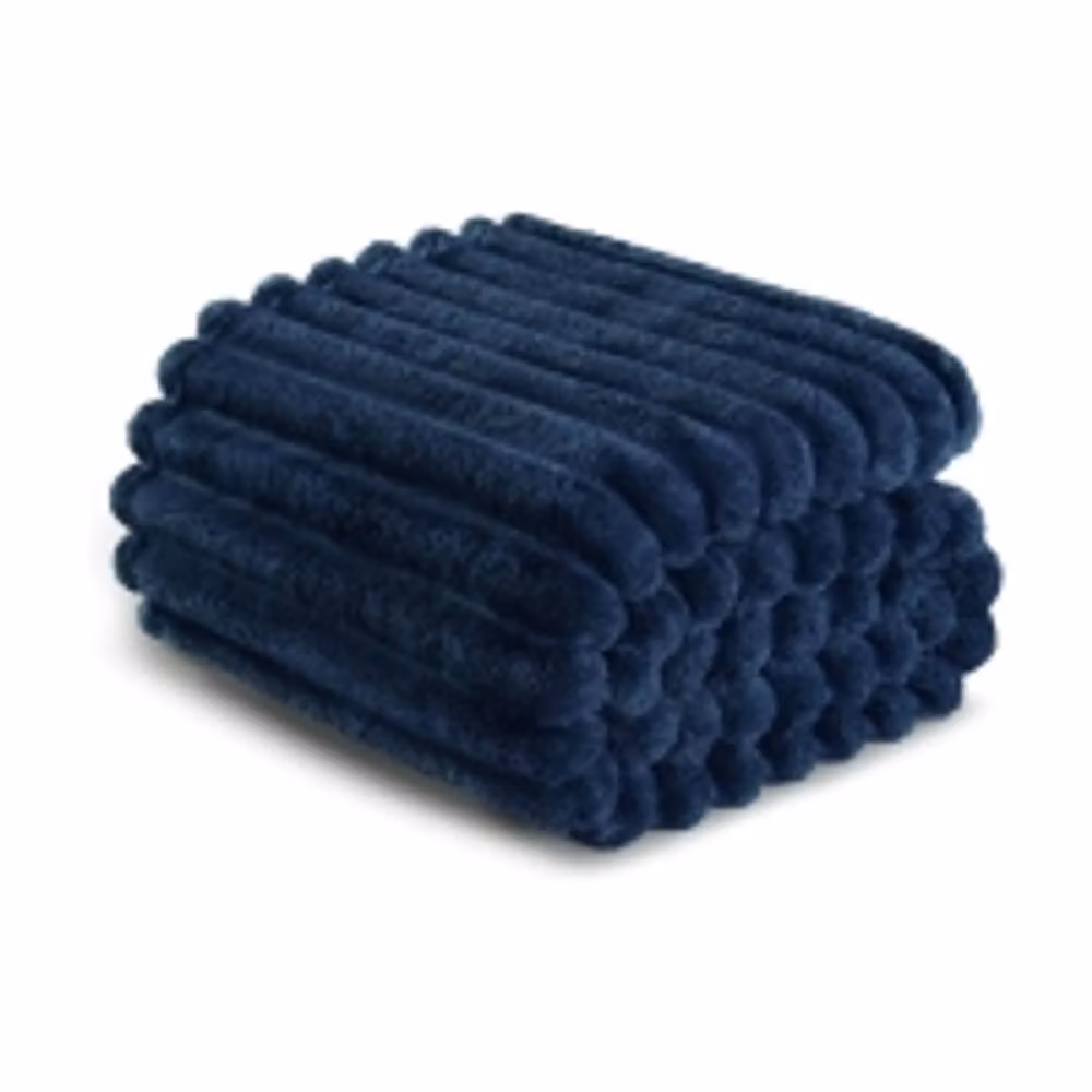 Dyzi Supersoft Ribbed Jacquard Fleece Throw Blanket in Blue, W/D/H: 150 x 200 cm – 4