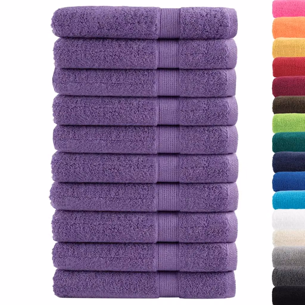 Berkfield Home SOLUND Premium Cotton Terry Towels, Purple, 10 Pack, W: 100 cm x L: 200 cm, 600 gsm – 2