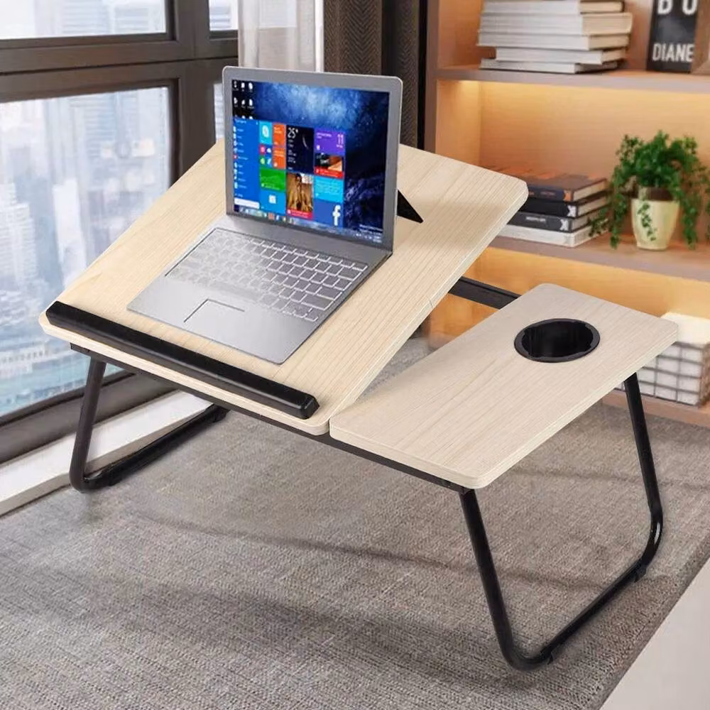 FORGEVIO Natural Folding Laptop Table Bed Tray, W: 56 cm, D: 24 cm, H: 32.5 cm – 4