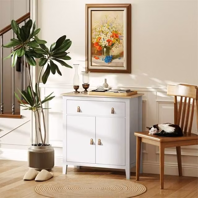 EONLION White Storage Cabinet with Drawer