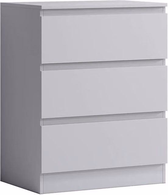FORGEVIO 3 Drawer Matt White Bedside Table
