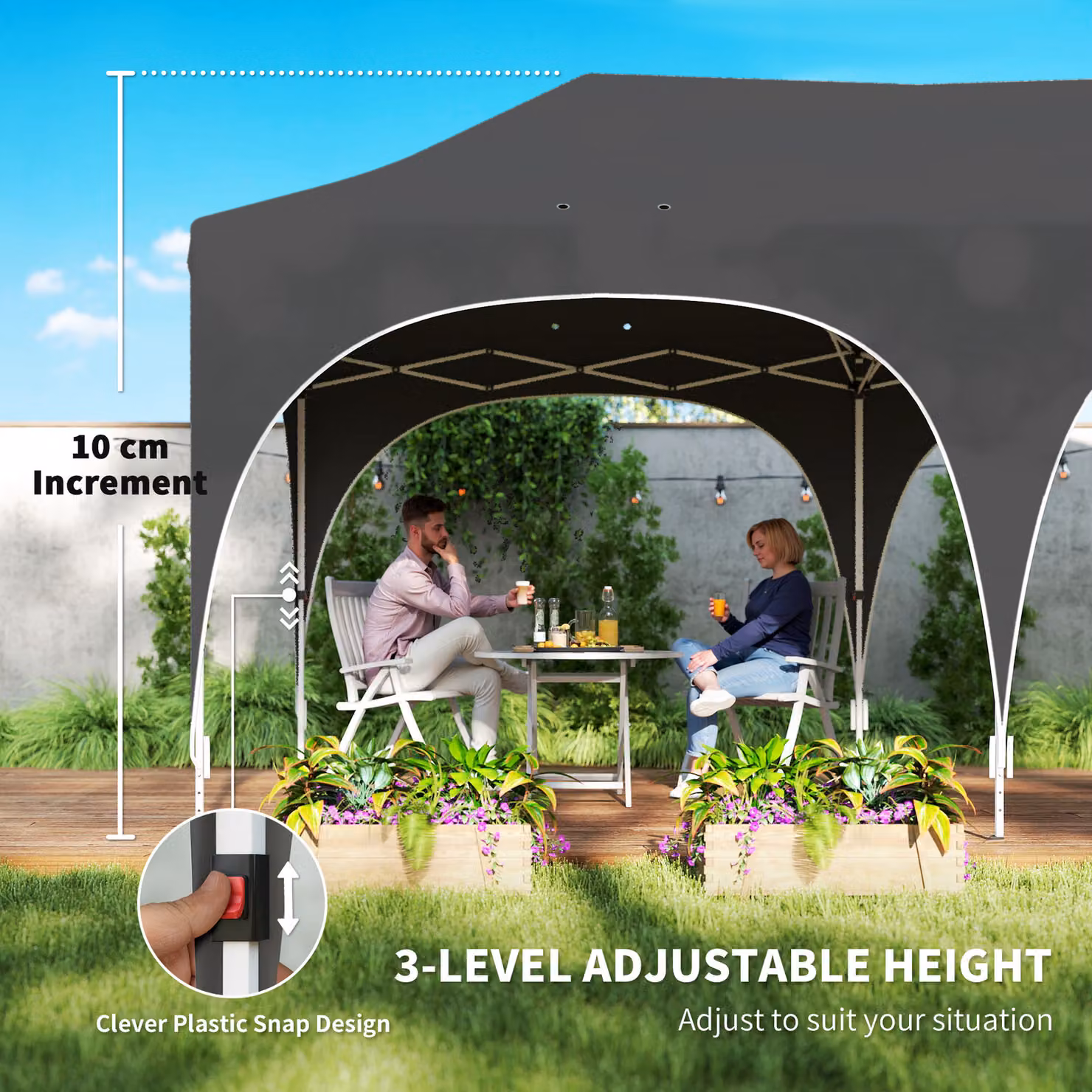 Outsunny Pop Up Gazebo Shelter with Sides and Window, Dark Grey, W: 600 cm, D: 300 cm, H: 315 cm – 8