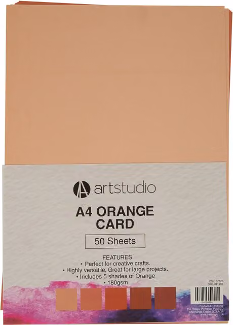 Crafty Club Orange A4 Construction Paper, Pack of 50