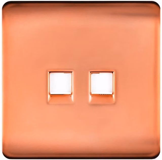 Trendi Switch 2 Gang RJ45 Cat 5e Ethernet LAN Socket in Copper
