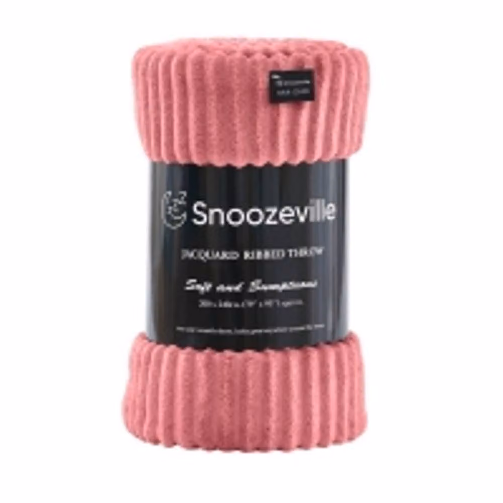 Dyzi Supersoft Ribbed Jacquard Fleece Throw Blanket in Pink, W: 200 cm, D: 240 cm – 4