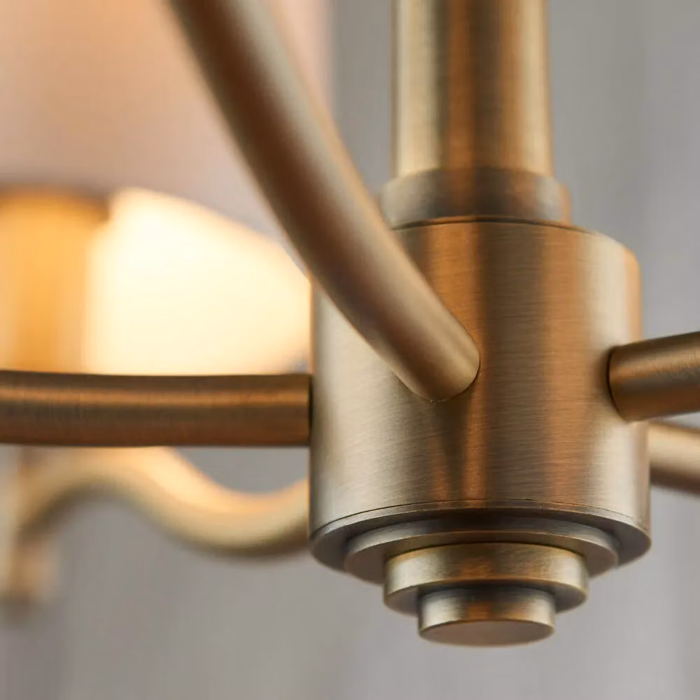 Loops Multi Light 5 Bulb Ceiling Pendant Chandelier in Antique Brass and White – 4