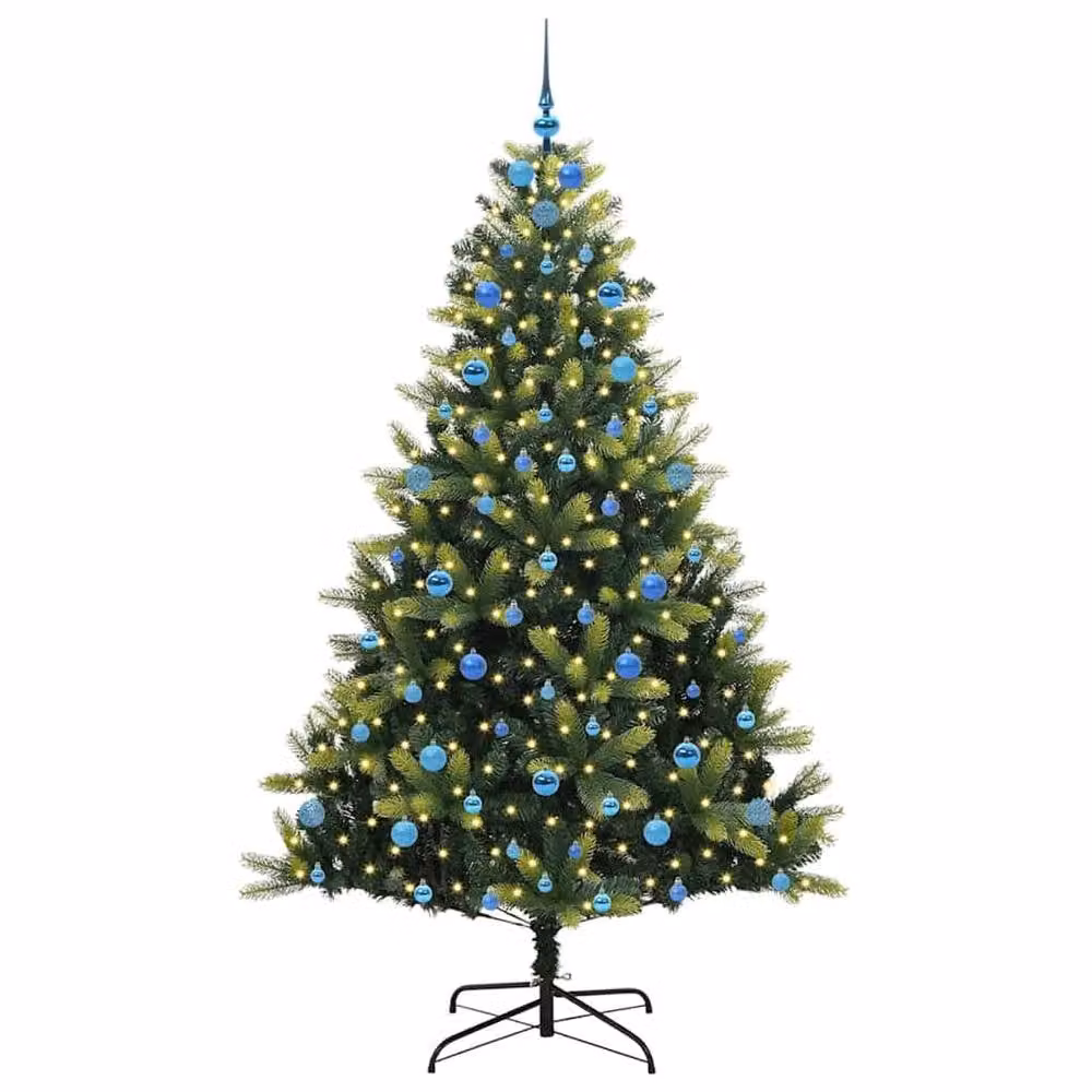 Berkfield Home Artificial Hinged Christmas Tree with 300 LEDs, Green, Height: 210 cm – 3