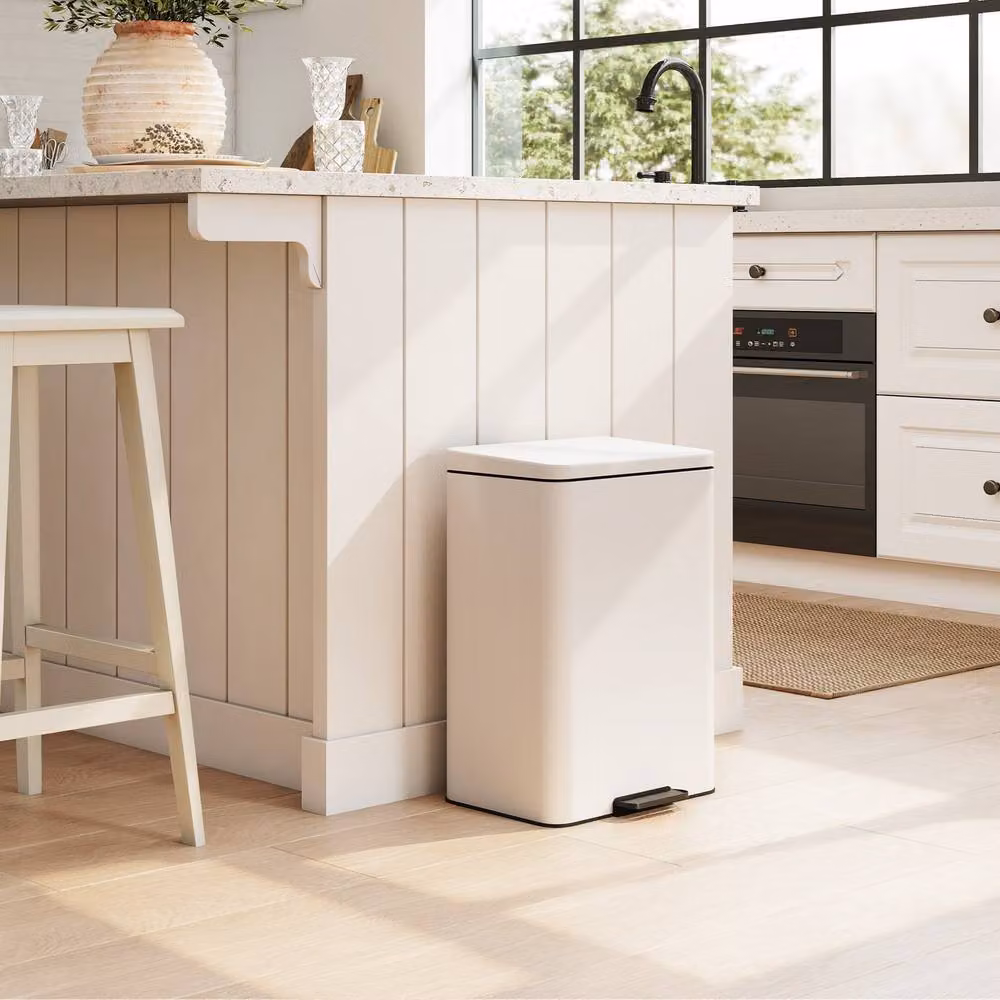 STILVORA 20L Pedal Kitchen Bin with Soft-Close Lid and Removable Inner Bucket in Beige – 3
