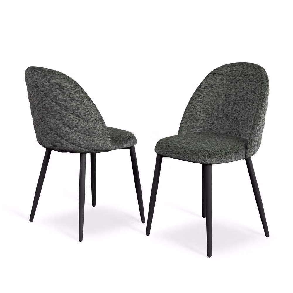 More4Homes Arlo Round Concrete Dining Table with Black Legs and 4 Green Raye Velvet Dining Chairs Set, W: 120 cm, H: 75 cm – 4