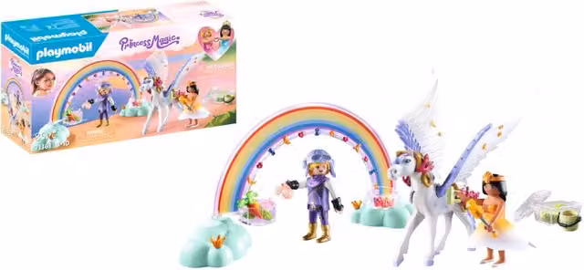 Playmobil Pegasus with Rainbow in the Clouds Fantasy Character Set in White and Multicolour