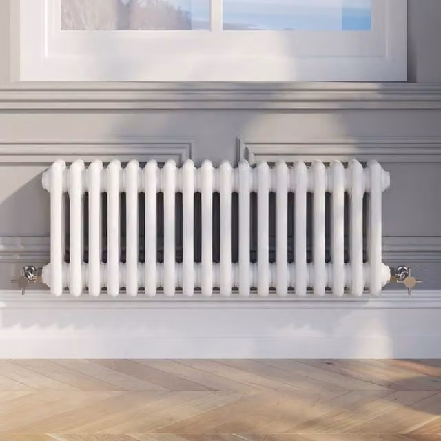 Temprazo Colosseum Double Bar Column Radiator in White, H: 60.5 cm, W: 30 cm, D: 10 cm