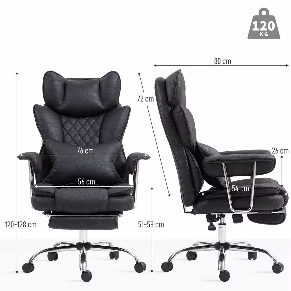 STILVORA Black Synthetic Leather Executive Reclining Office Chair with Headrest and Armrests – 3