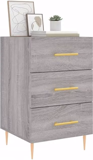 Berkfield Home Modern Bedside Cabinet in Grey Sonoma, W/D/H: 40 x 40 x 66 cm