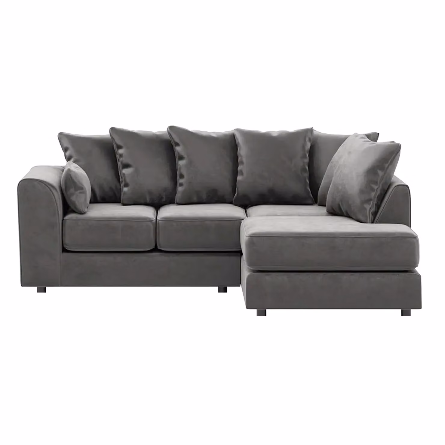 Furnishings For Less UK Brooklyn L Shaped Corner Sofa, 3 to 4 Seater, Right Hand Facing, Grey Plush Velvet – 2