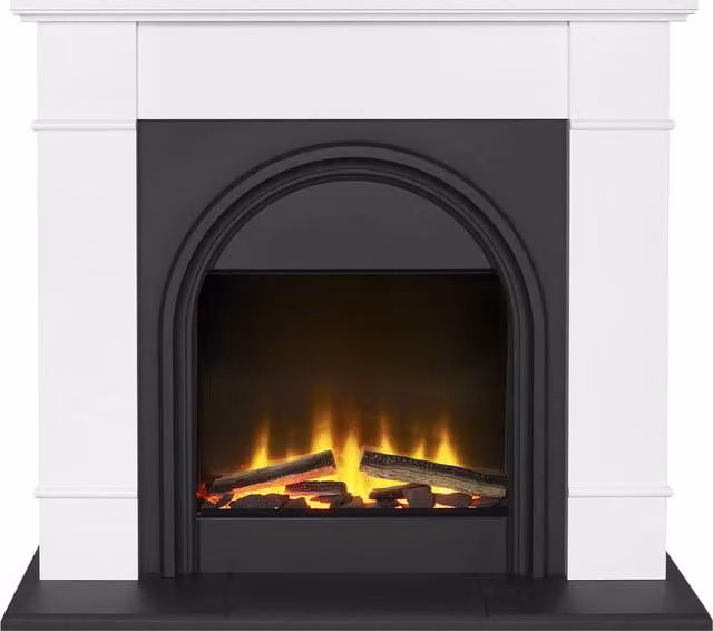 Adam Fires & Fireplaces Adam Chesterfield Electric Fireplace Suite in White and Charcoal Grey, 44 Inch – 1